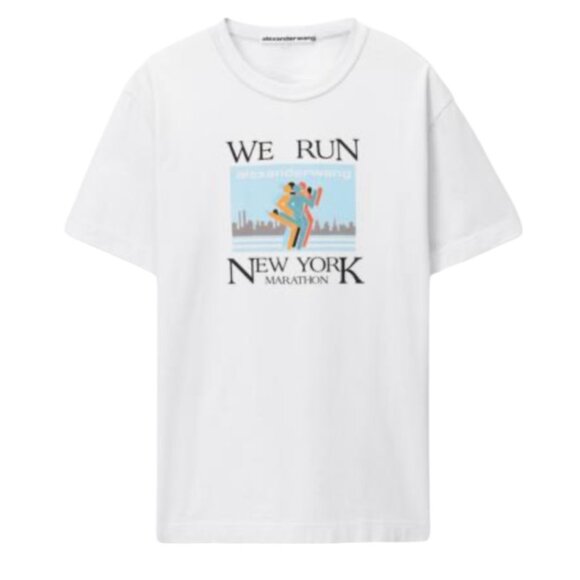 Alexander Wang Unisex Thick 100% Cotton Oversized New York Marathon T-Shirt - S